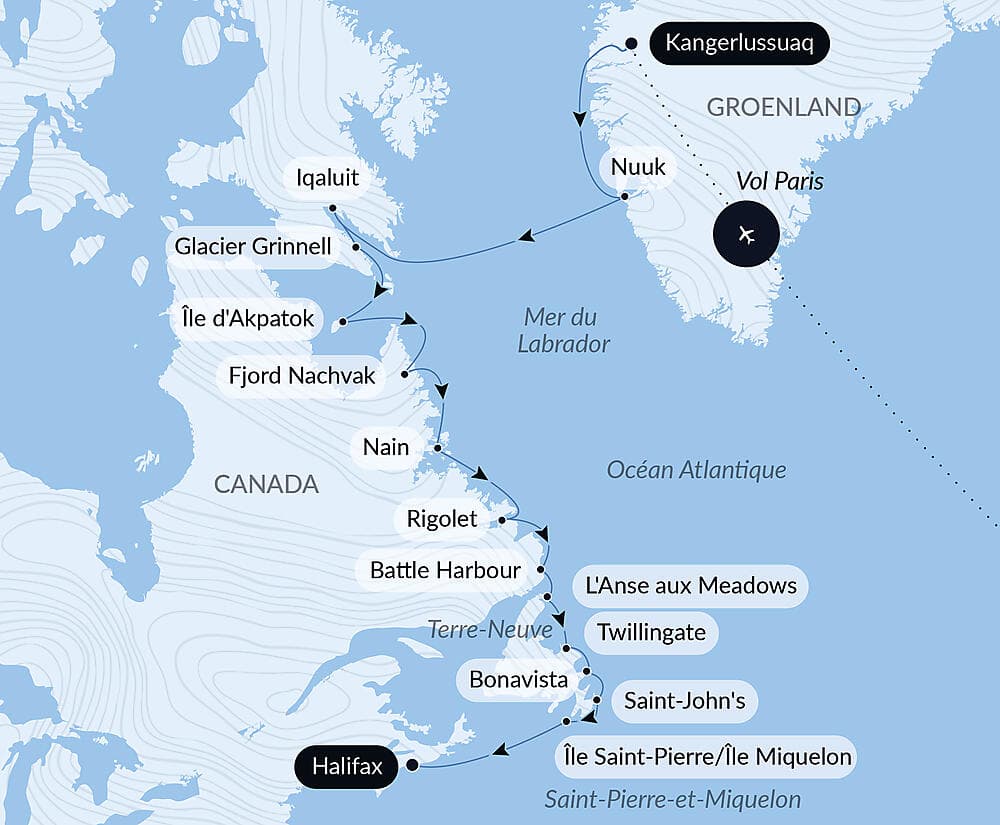 Des côtes sauvages du Groenland à la côte est du Canada